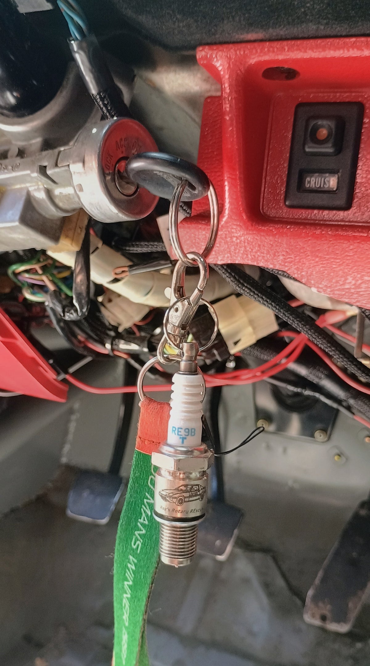 RRR RX7 Spark Plug Keychain Charm